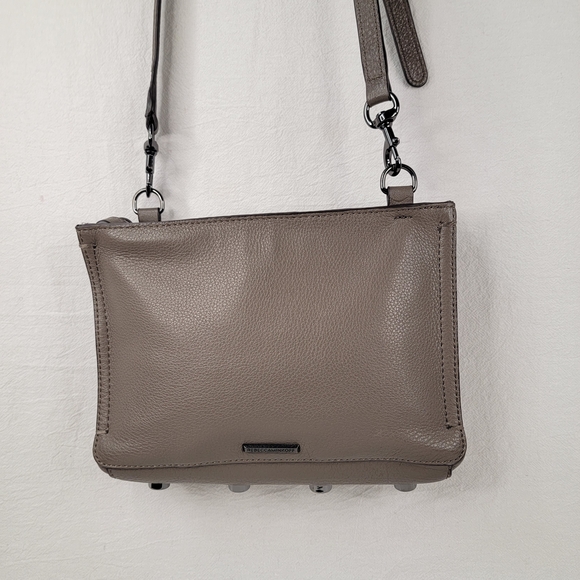 Rebecca Minkoff Avery Crossbody Bag Taupe Leather Gunmetal Hardware - Picture 2 of 16